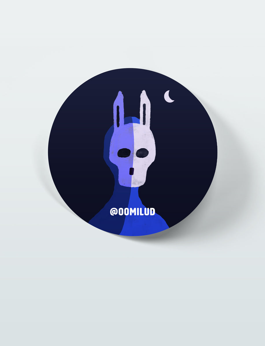 Conejo y Luna - Sticker 7x7cm