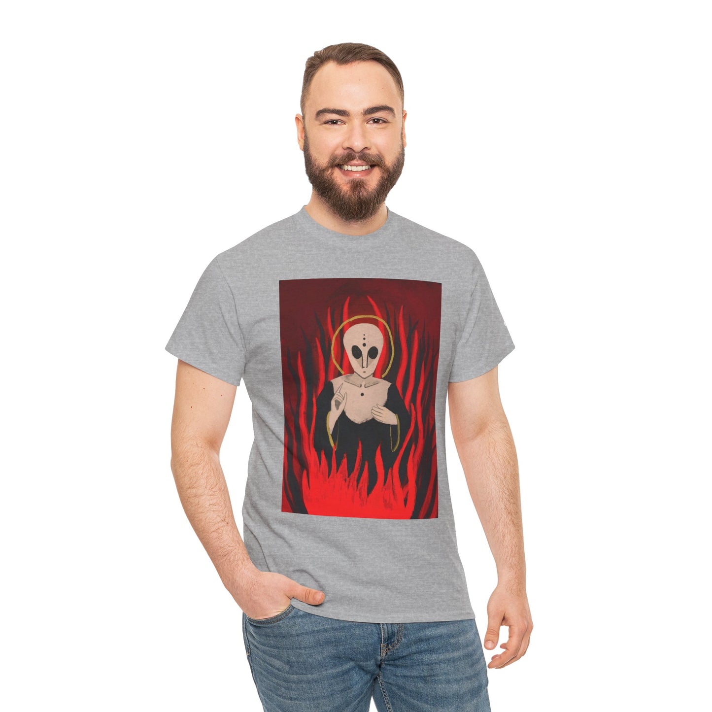 El Reino Perdido T‑Shirt — Spooky Alien Graphic Tee with Flames