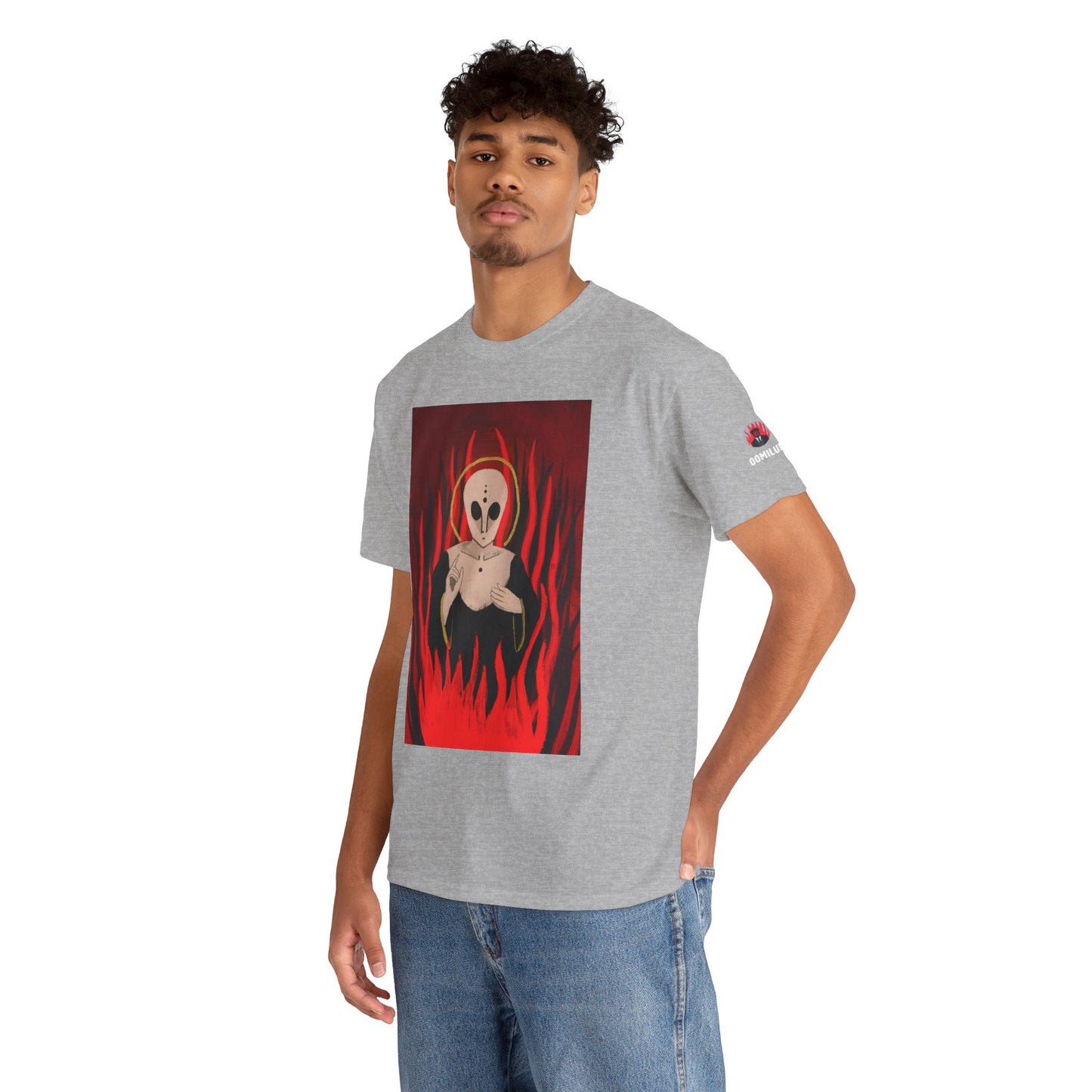 El Reino Perdido T‑Shirt — Spooky Alien Graphic Tee with Flames