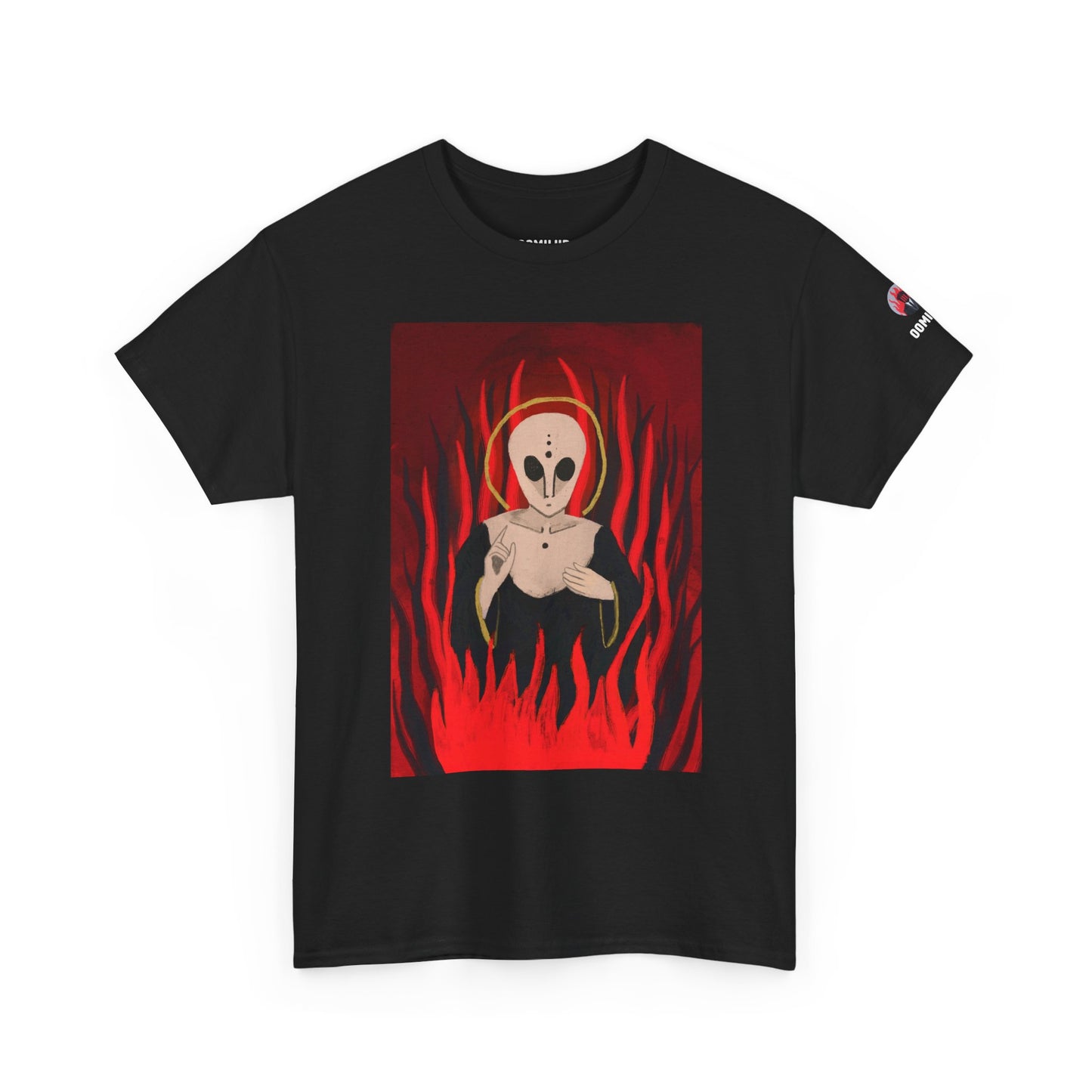 El Reino Perdido T‑Shirt — Spooky Alien Graphic Tee with Flames