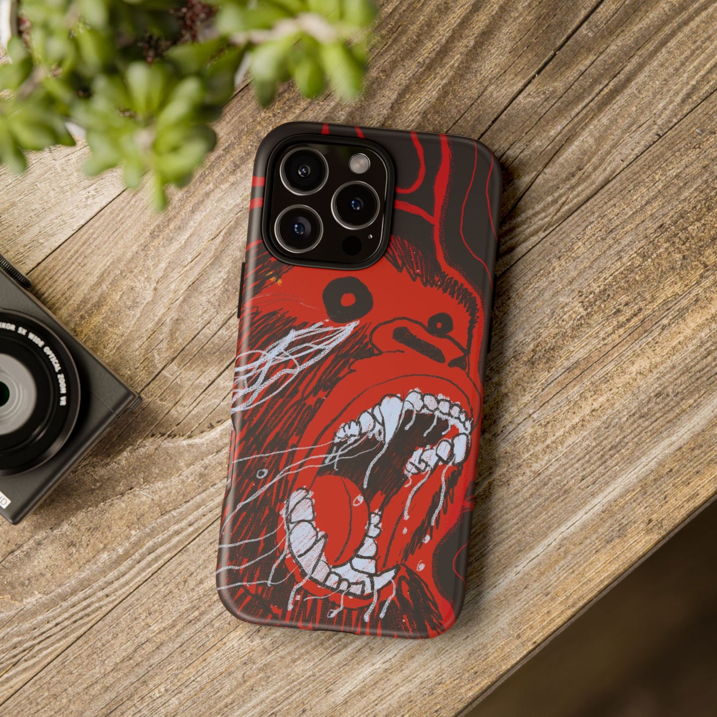 Phone Case — Red Screaming Ape Graphic Protective Cover