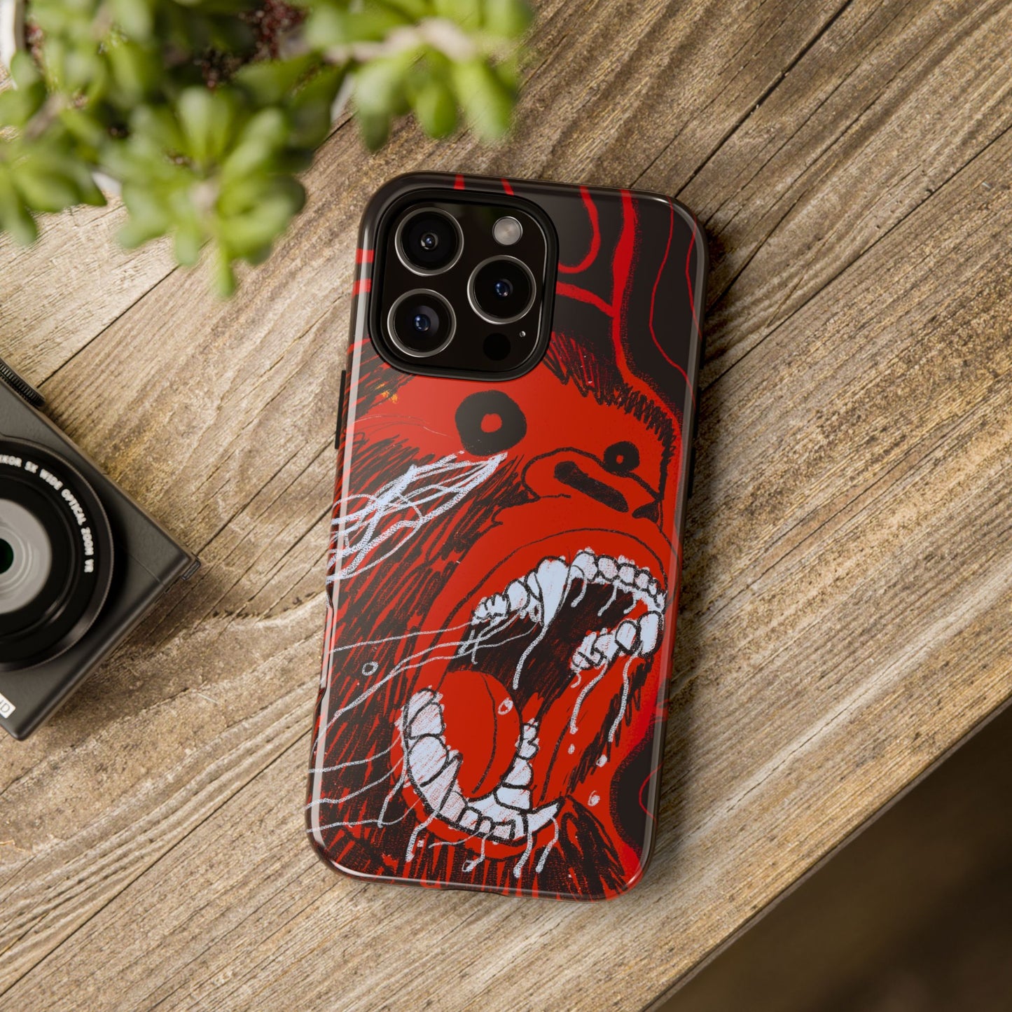 Phone Case — Red Screaming Ape Graphic Protective Cover