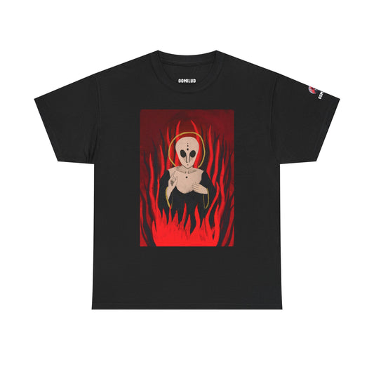 El Reino Perdido T‑Shirt — Spooky Alien Graphic Tee with Flames