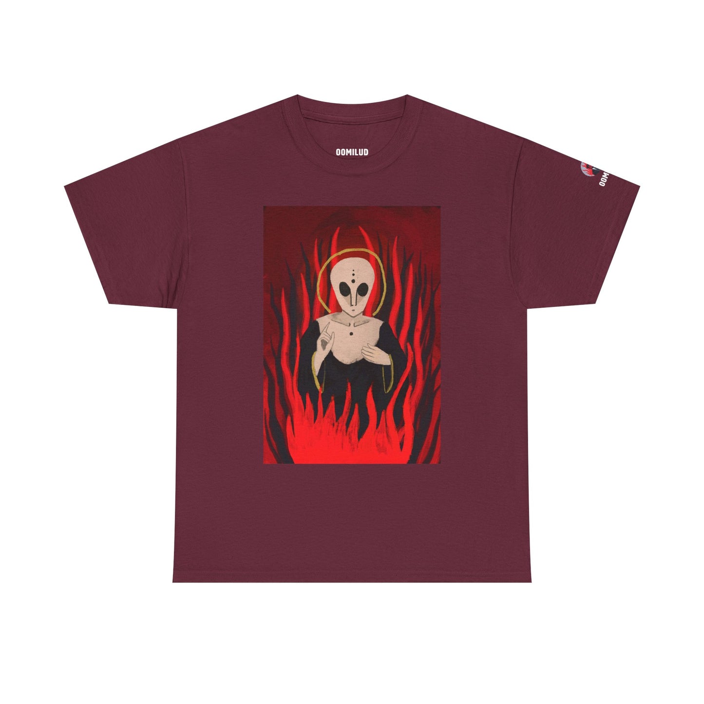 El Reino Perdido T‑Shirt — Spooky Alien Graphic Tee with Flames
