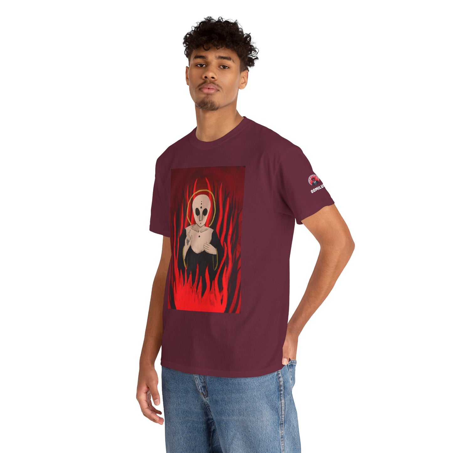 El Reino Perdido T‑Shirt — Spooky Alien Graphic Tee with Flames