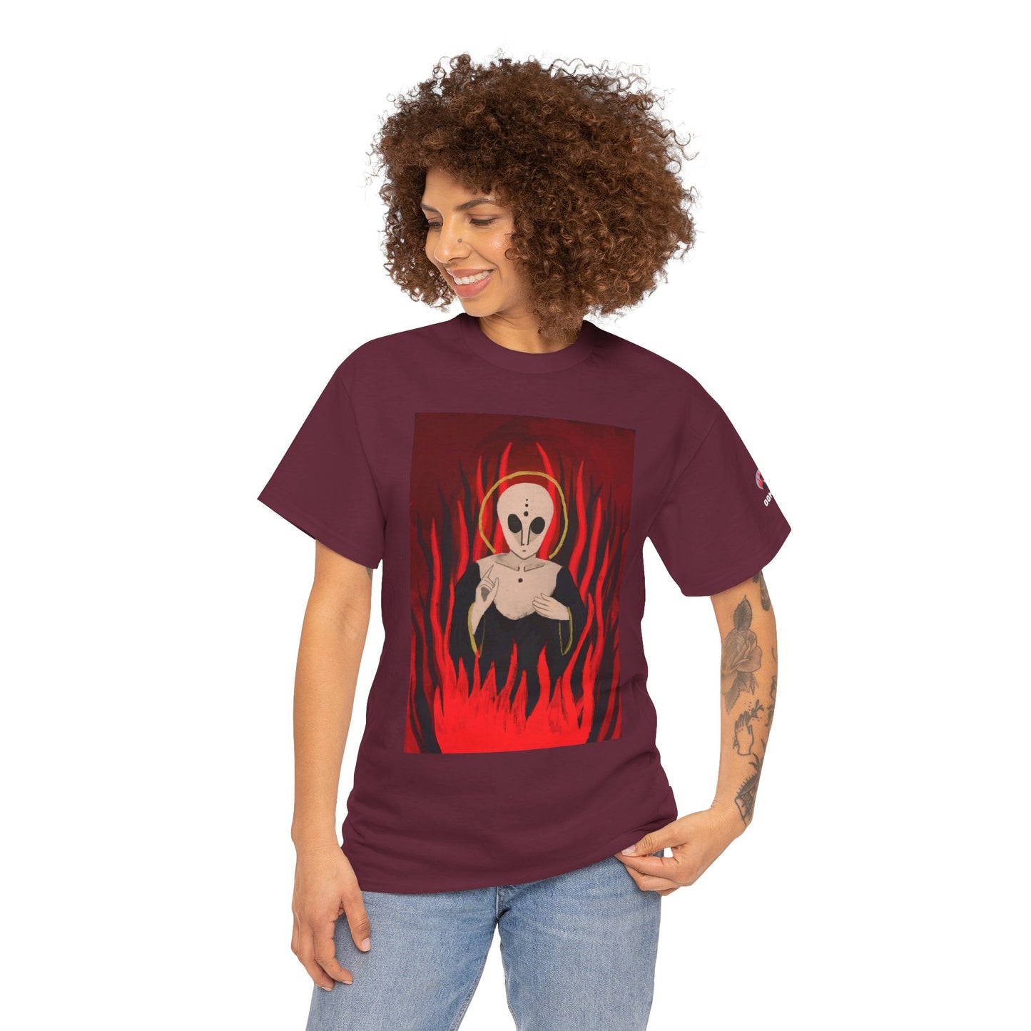 El Reino Perdido T‑Shirt — Spooky Alien Graphic Tee with Flames