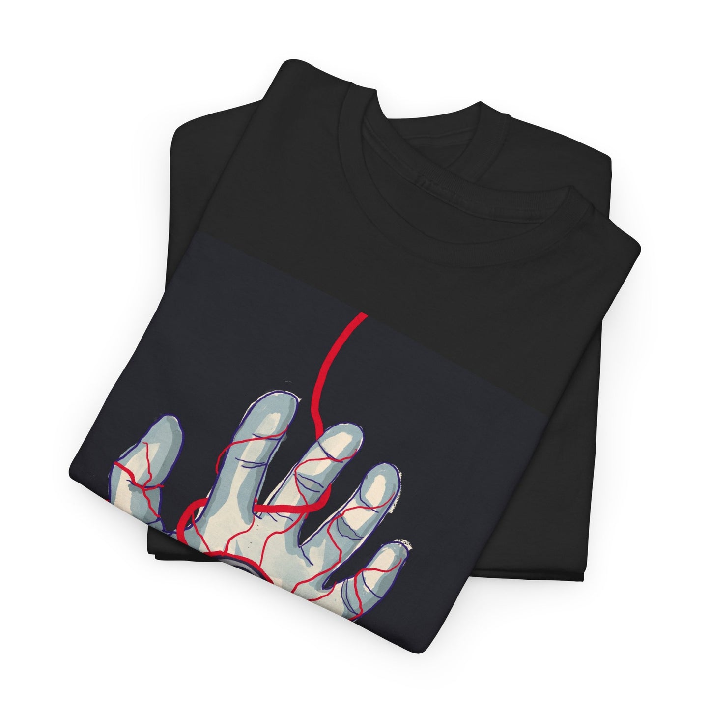 Graphic Tee — Surreal Bleeding Hand with Eye Design