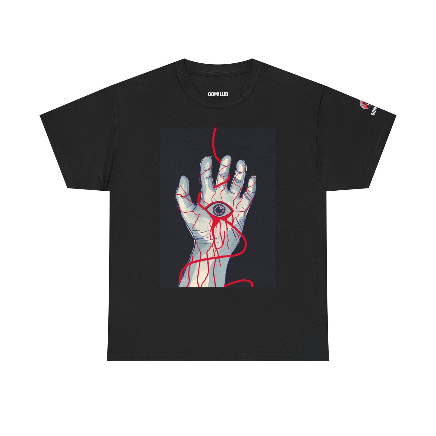 Graphic Tee — Surreal Bleeding Hand with Eye Design