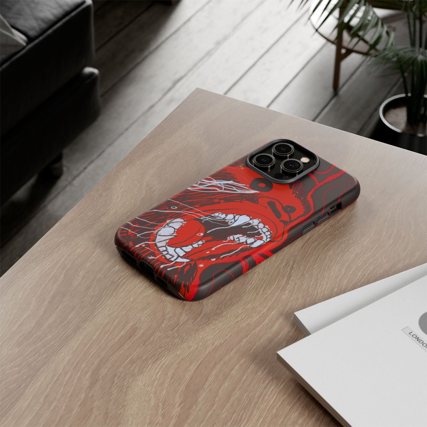 Phone Case — Red Screaming Ape Graphic Protective Cover