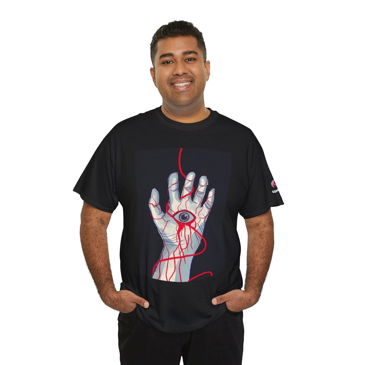 Graphic Tee — Surreal Bleeding Hand with Eye Design