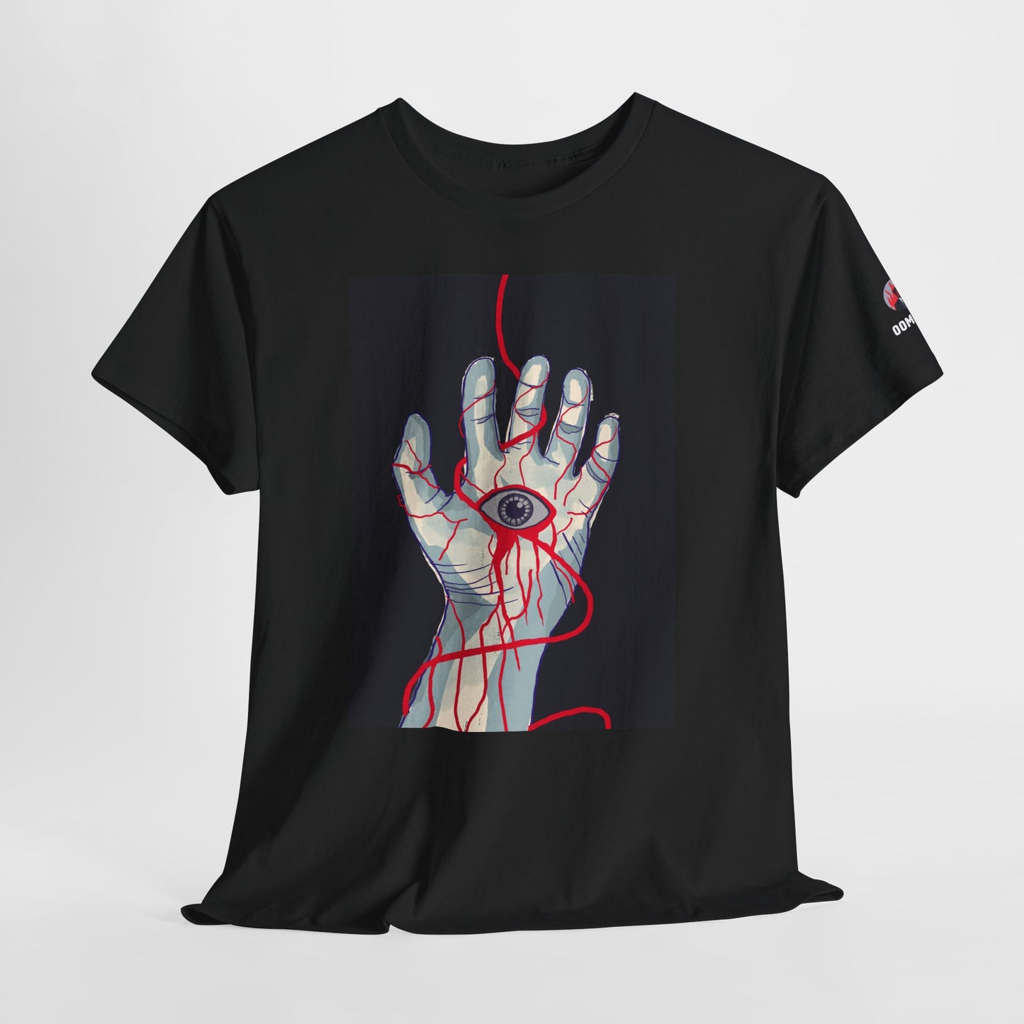 Graphic Tee — Surreal Bleeding Hand with Eye Design