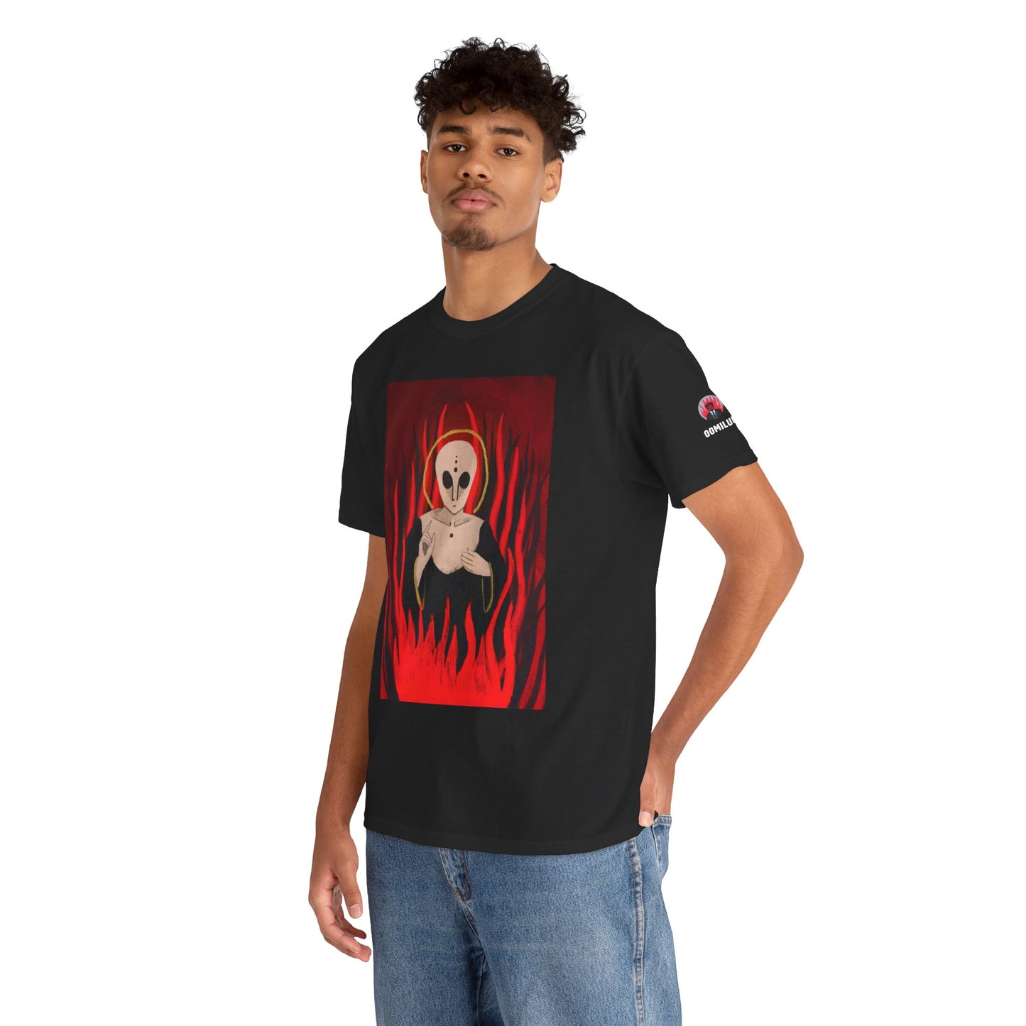 El Reino Perdido T‑Shirt — Spooky Alien Graphic Tee with Flames