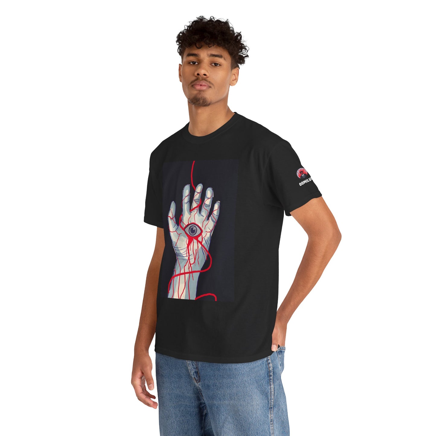 Graphic Tee — Surreal Bleeding Hand with Eye Design