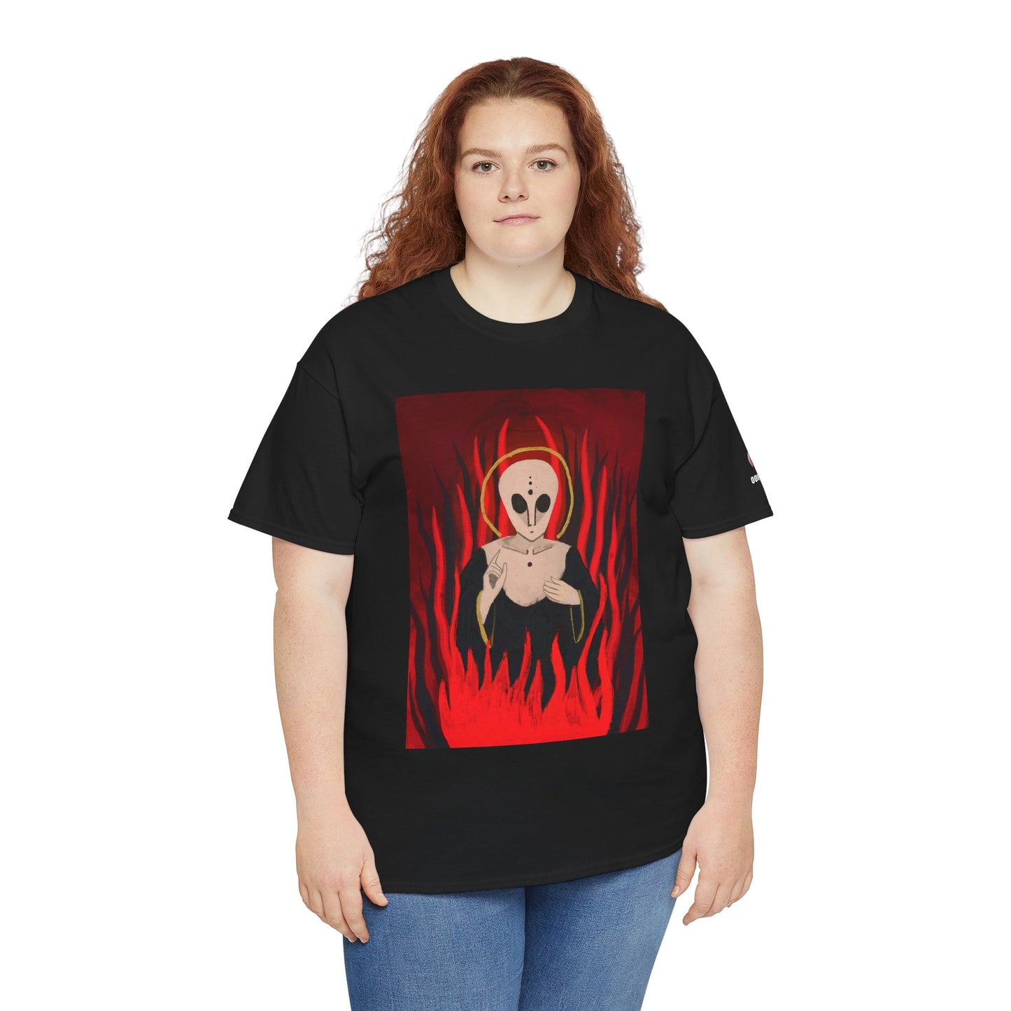 El Reino Perdido T‑Shirt — Spooky Alien Graphic Tee with Flames