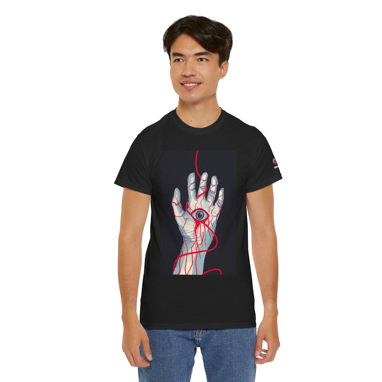 Graphic Tee — Surreal Bleeding Hand with Eye Design
