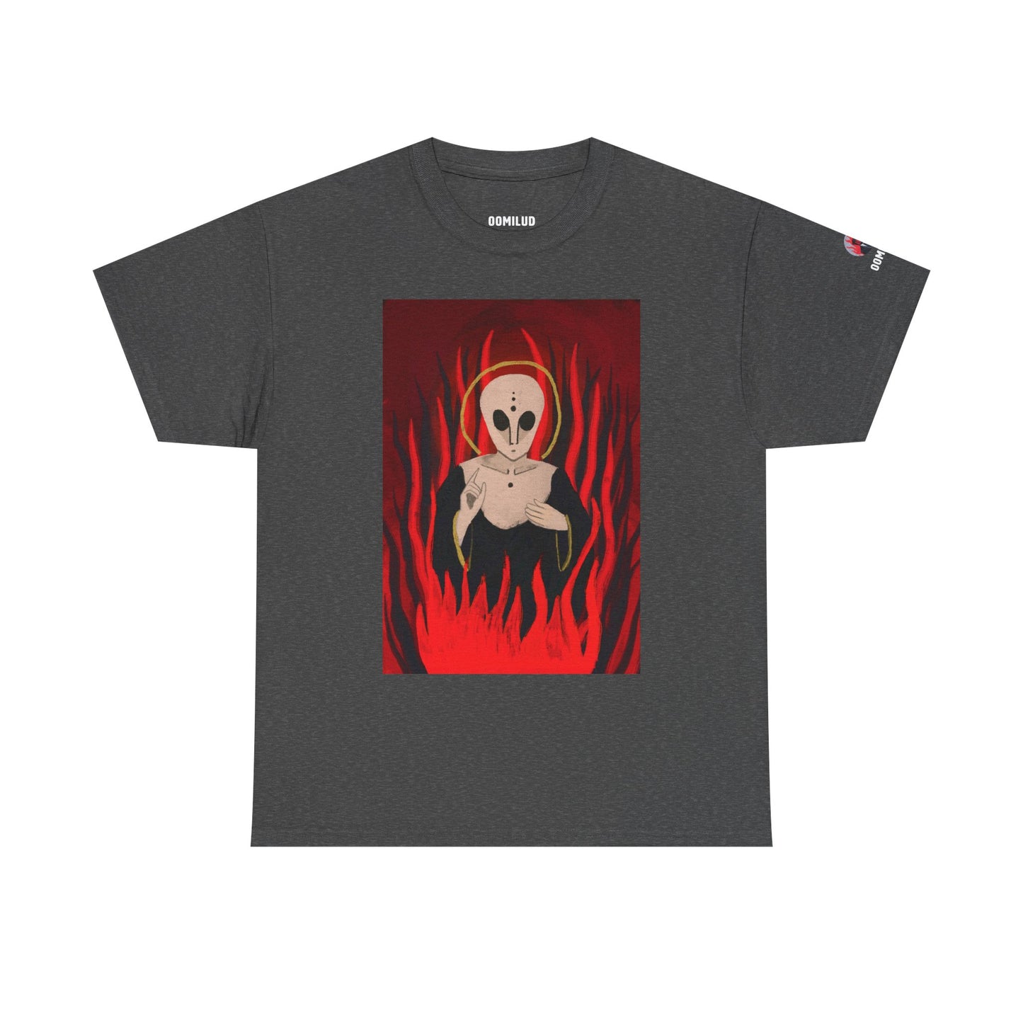 El Reino Perdido T‑Shirt — Spooky Alien Graphic Tee with Flames