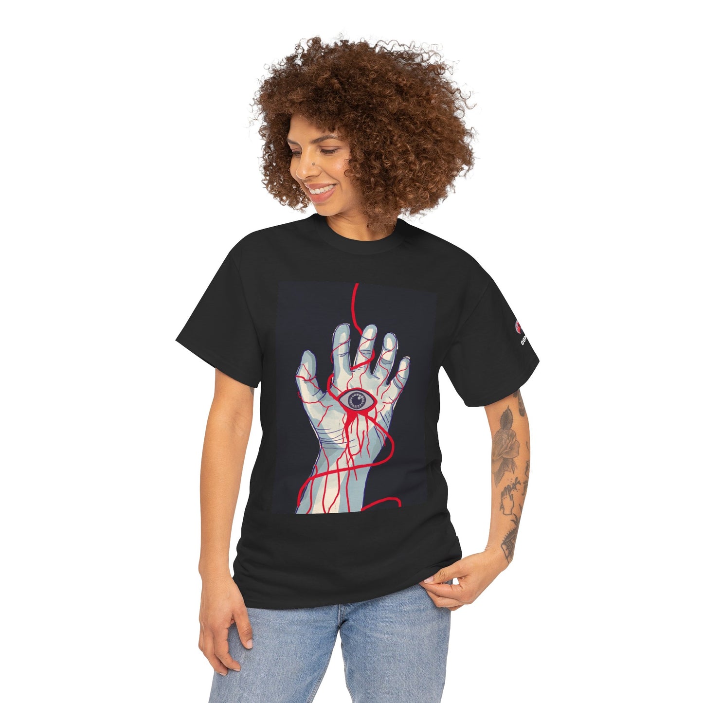 Graphic Tee — Surreal Bleeding Hand with Eye Design