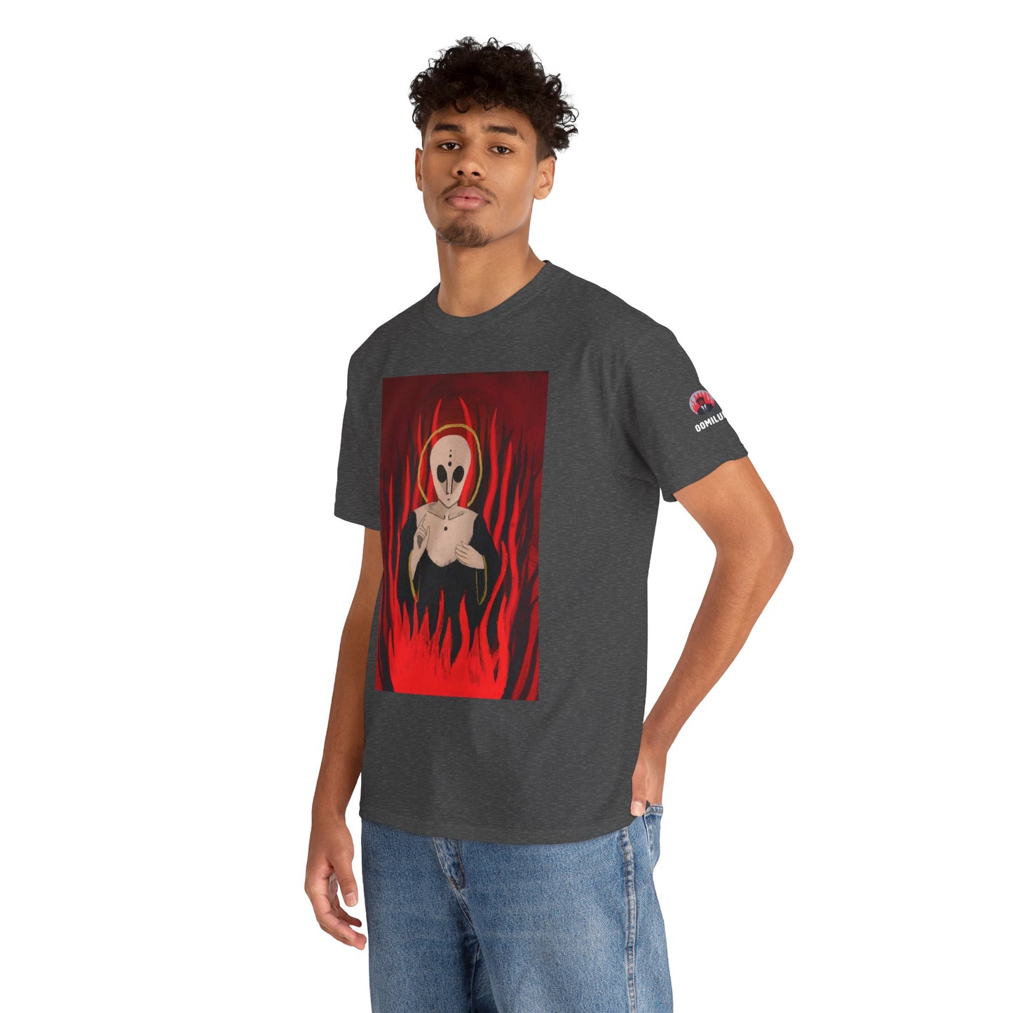 El Reino Perdido T‑Shirt — Spooky Alien Graphic Tee with Flames