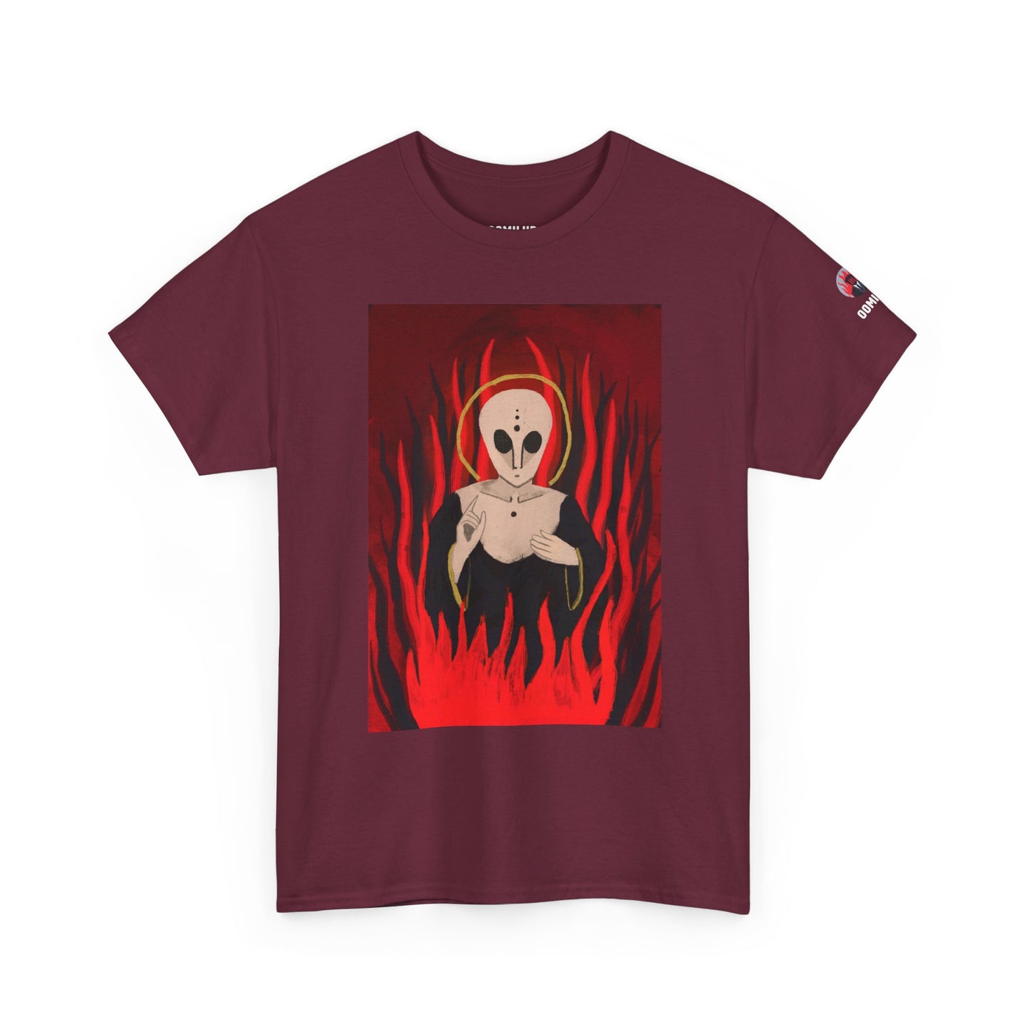 El Reino Perdido T‑Shirt — Spooky Alien Graphic Tee with Flames